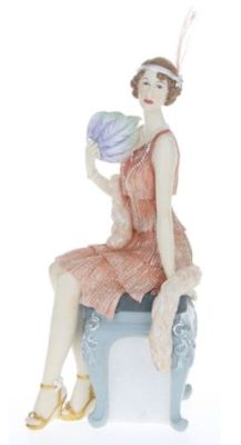 Roaring 1920's Charleston Lady Elegantly Sitting on a Stool Figurine LP24045