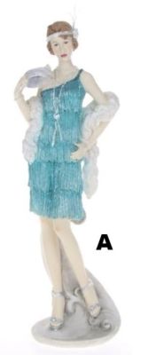 Roaring 1920's Charleston Lady Figurine in Turquoise Blue, 3 Styles 24050, 24052, 24053
