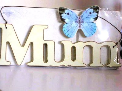 Mum Wooden Hanging Butterfly Wall Plaque in 3 Colours. 24950
