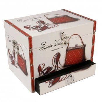 Bella Vendome shoe and bag wooden storage box with drawer 2643S 