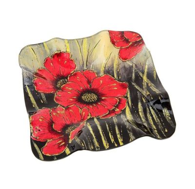 Poppy Square Candle Plate 270253