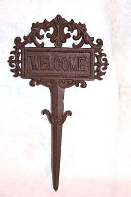 Cast Iron Ornate Welcome Sign With Ground Spike 2729