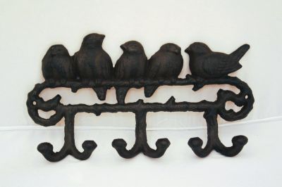 Cast Iron Coat Hook with 6 Hooks Bird Decoration 2738