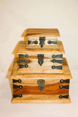 Sheesham Wooden Storage Box Set of 3 299488
