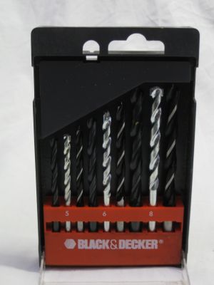 Black and Decker 9 Piece Mixed Drill Bit Set 5-8mm