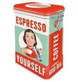 Nostalgic Art Retro Espresso Yourself Clip Top Storage Tin 31104