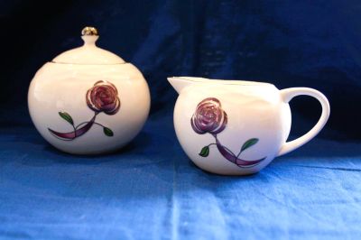 Rennie Mackintosh Style Pink Bowl Sugar and Cream Jug Set 31859