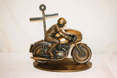 Collectable Cold Cast Bronze Day Out In Yorkshire Motorbike 340096