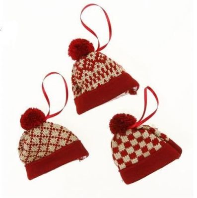 Hanging Winter Woollies Bobble Hat Christmas Decorations in 3 Styles 3560