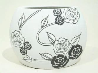 Black and White Ceramic Rose Vase 3585