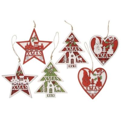 Large Wooden Christmas Craft Filigree Decoration in 6 Styles. 4103 