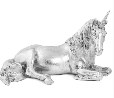 Glitter Art Silver Unicorn Figurine. LP41543