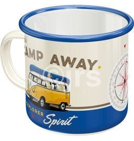 Nostalgic Art Enamel Tin Mug Volkswagen Camper Van "Let's Camp Away" 43206