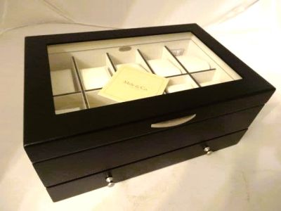 Men's Black Solid Watch-Jewellery Box with Drawer 432