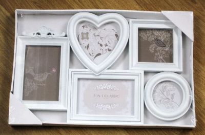 Shabby Chic White College Photo / Picture Frame Holds 5 Prints 4500