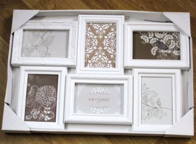 Shabby Chic White College Photo / Picture Frame Holds 6 Prints 4505