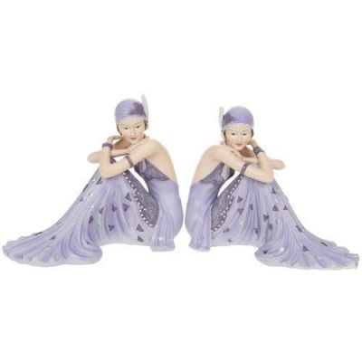 Elegant 1920's Pastel Charleston Ladies Figurine in a Pastel Purple Dress 45350