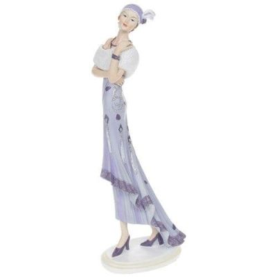 Elegant 1920's Pastel Charleston Lady Figurine in a Pastel Purple Dress. 45352