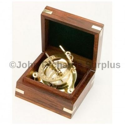 Brass Replica Sundial in wooden box