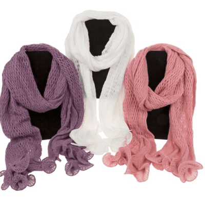 Ladies Frilled Ends Knitted Scarf Available in 3 Colours 49940
