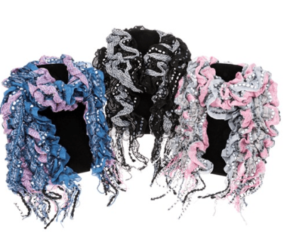 Ladies Ruched Multi Layer Scarf Available in Black Only. 49943