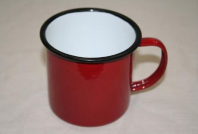 Enamel Tin Mug 8CM Diameter Red