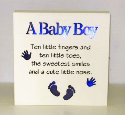 A Baby Boy Sentiment Block-Art with LED Lights. JD50910