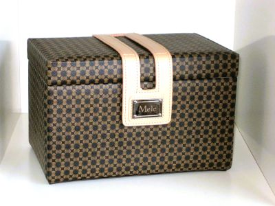 Large Mocha Patterned Jewellery Box with Draws. 5137