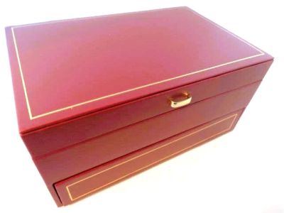 Beautiful Large Bonded Burgundy Leather Jewellery Box 5140