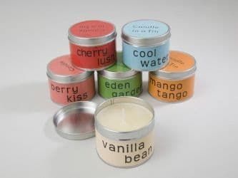 Scented Candle in a Tin! 6 Scents Available. 5233 Clearance