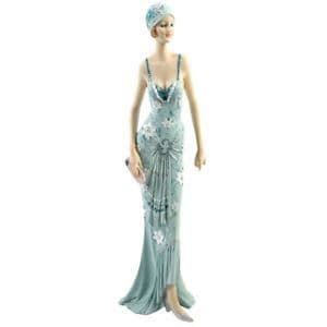 Juliana Collection Broadway Belle Figurine Teal Dress Standing with her Clutch Bag 58200 