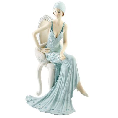 Juliana Collection Broadway Belle Figurine Dressed in Teal Sat on a Chair 58378