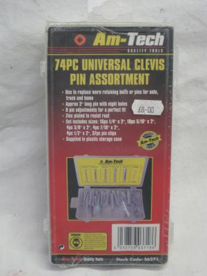 Am-Tech 74 Piece Universal Clevis Pin Assortment S6271