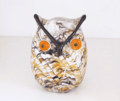 Glass Swirl Owl Figurine/Paperweight Sculpture From the Juliana Collection. 60679