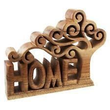 Wooden Home Plinth With Tree Sculpture Natural Solid Wood 60683