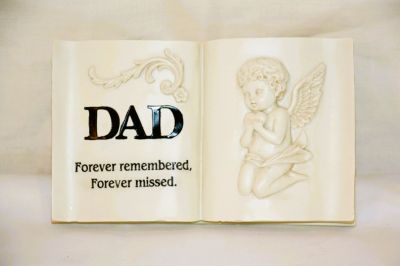 In Loving Memory Memorial Book Shaped Plaque 'Dad' 60936 Bereavement Remembrance