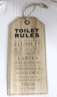 Large Wooden Toilet Rules Sign 61612