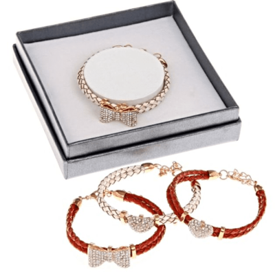 Equilibrium Leather & Crystal bracelets 2 Styles & 2 Colours 6320