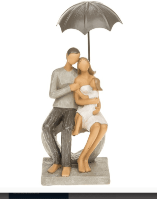 Summer Shower Family Sitting on a Heart Figurine From the Shudehill Range 65511