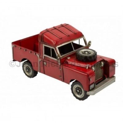Handcrafted Tin Plate Series 1 Red Land Rover Pick up