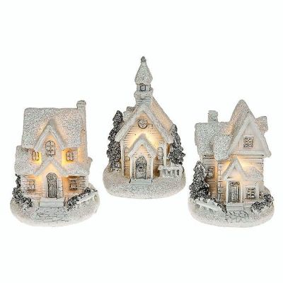 Festive Frost LED Christmas Houses. 3  Designs Available 66710 