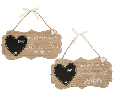 Mr & Mrs Counting the Days Wooden Plaque Available in 2 Styles. 67029