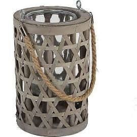 Country Living Large Wicker & Glass Candle Lantern 67034