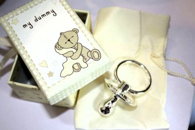 Button Corner Silverplated Dummy New Birth or Christening Gift CG678