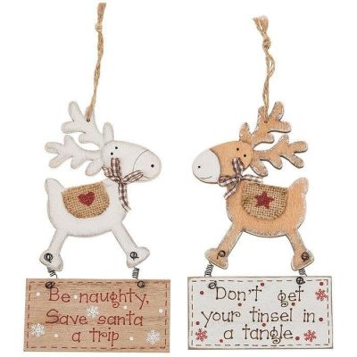 Cute Wooden Reindeer With Hanging Plaque. 2 quotes available. 6981