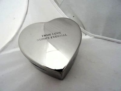 True Love Burns Eternal Candle in a Silver Heart Shaped Metal Case Small 700281