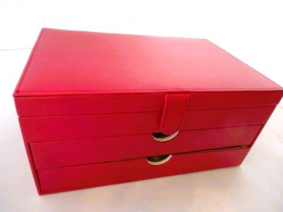 Large Bonded Red Leather Jewellery Box With Drawers 706R