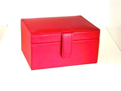 Beautiful Red Bonded Leather Jewellery Box 708R