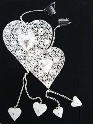 Shabby Chic Filigree Metal White Hanging Heart. Available in 2 Sizes 720314, 720315