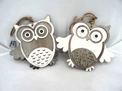 Pretty Rustic Wooden Hanging Owl Decoration 2 Styles 720319
